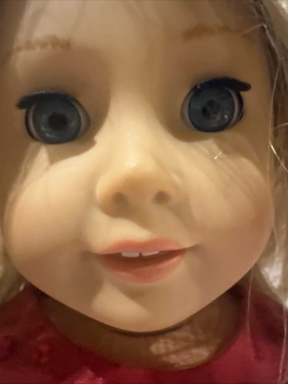 American Girl 2014 Truly Me Doll #27 Blonde Hair Blue Eyes w Red Holiday Dress